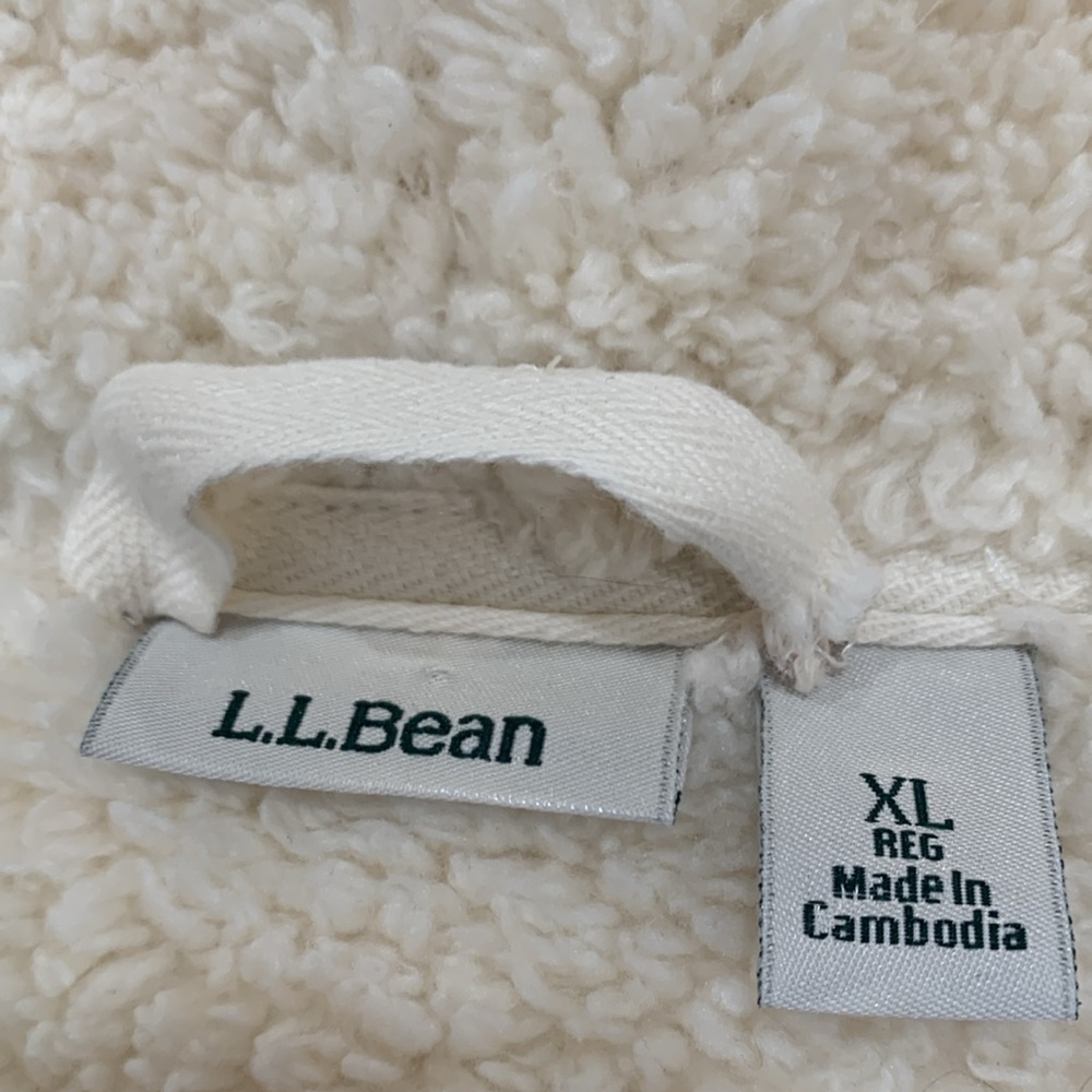 LLBean women’s Fleece lined Cardigan Jacket Size XL Gray&Creme color fleece - Picture 3 of 7